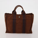 HERMES Fourre Tout Hand Bag cotton 5 Set Black Red Navy Auth BA14521-13