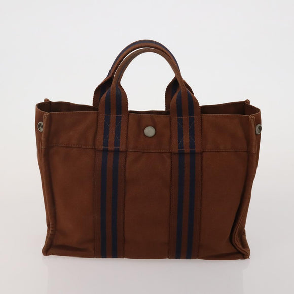HERMES Fourre Tout Hand Bag cotton 5 Set Black Red Navy Auth BA14521