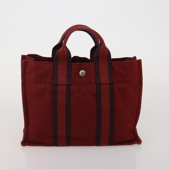 HERMES Fourre Tout Hand Bag cotton 5 Set Black Red Navy Auth BA14521