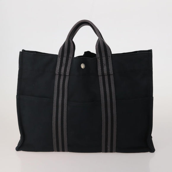 HERMES Fourre Tout Hand Bag cotton 5 Set Black Red Navy Auth BA14521