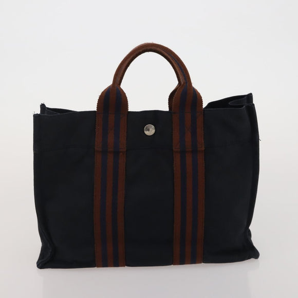 HERMES Fourre Tout Hand Bag cotton 5 Set Black Red Navy Auth BA14521