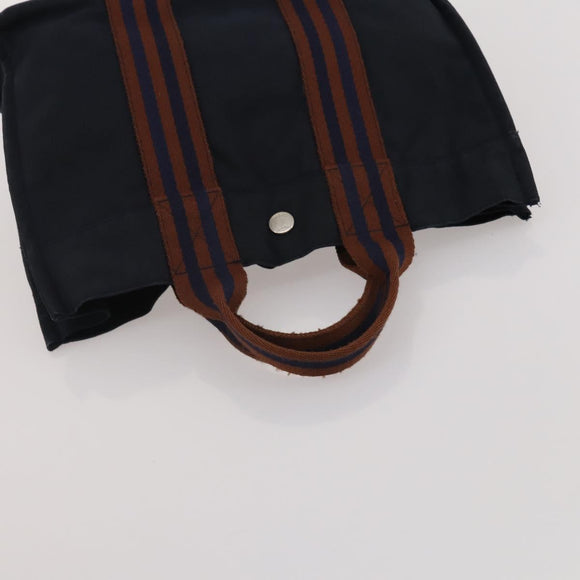 HERMES Fourre Tout Hand Bag cotton 5 Set Black Red Navy Auth BA14521