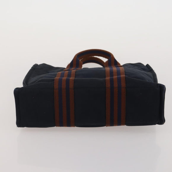HERMES Fourre Tout Hand Bag cotton 5 Set Black Red Navy Auth BA14521