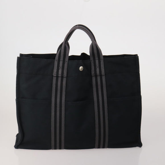 HERMES Fourre Tout Hand Bag cotton 5 Set Black Red Navy Auth BA14521