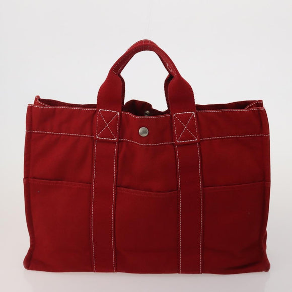 HERMES Fourre Tout Hand Bag cotton 5 Set Black Red Navy Auth BA14521