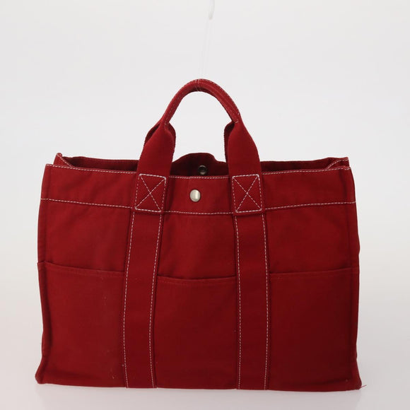 HERMES Fourre Tout Hand Bag cotton 5 Set Black Red Navy Auth BA14521