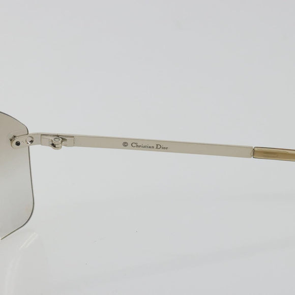 Christian Dior Rimless Sunglasses Metal Champagne Gold Silver Auth BA14522V