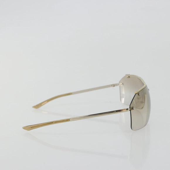 Christian Dior Rimless Sunglasses Metal Champagne Gold Silver Auth BA14522V