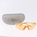 Christian Dior Rimless Sunglasses Metal Orange Gold Auth BA14524V-14