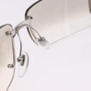 BVLGARI Rimless Sunglasses Metal Clear Silver Auth BA14525-9