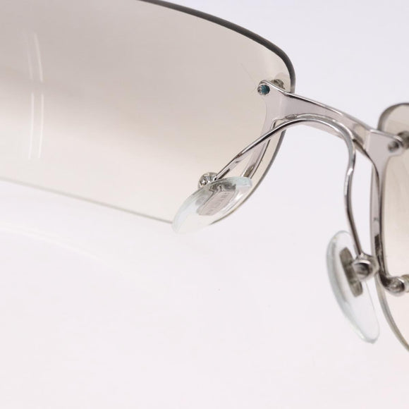 BVLGARI Rimless Sunglasses Metal Clear Silver Auth BA14525