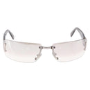 BVLGARI Rimless Sunglasses Metal Clear Silver Auth BA14525-13