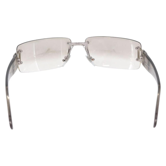 BVLGARI Rimless Sunglasses Metal Clear Silver Auth BA14525