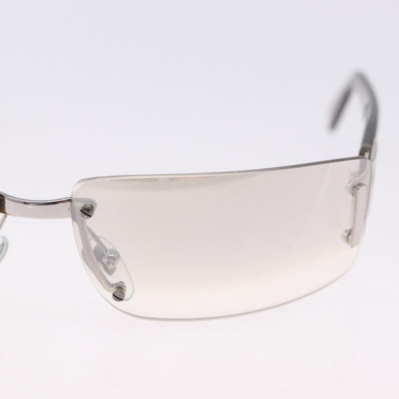 BVLGARI Rimless Sunglasses Metal Clear Silver Auth BA14525