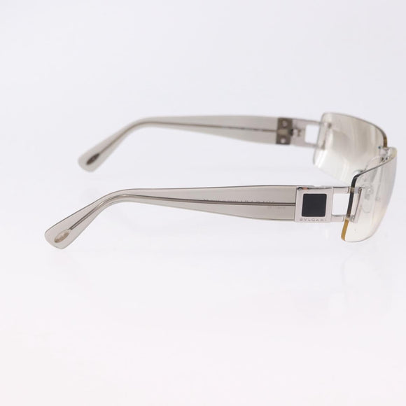 BVLGARI Rimless Sunglasses Metal Clear Silver Auth BA14525