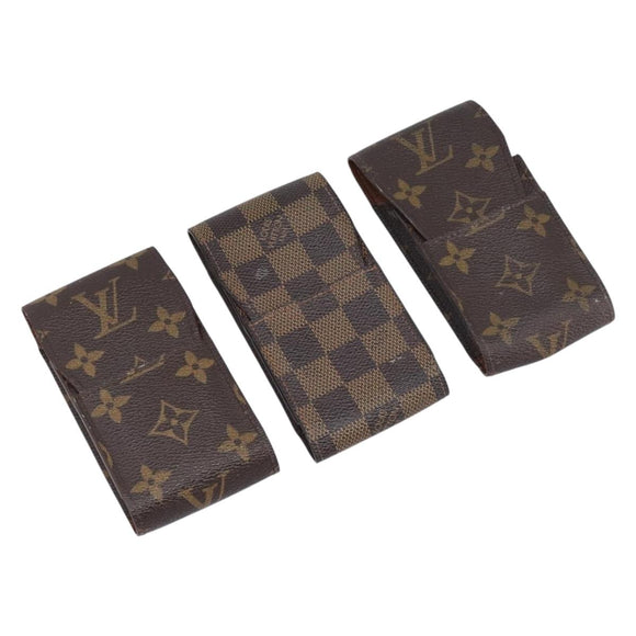 LOUIS VUITTON Monogram Damier Ebene Etui Cigarette Case 3 Set LV Auth BA14540
