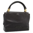 VERSACE Hand Bag Leather Brown Gold Tone Auth BA14561-1