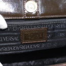 VERSACE Hand Bag Leather Brown Gold Tone Auth BA14561-10