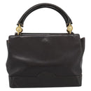 VERSACE Hand Bag Leather Brown Gold Tone Auth BA14561-13