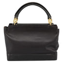 VERSACE Hand Bag Leather Brown Gold Tone Auth BA14561-2