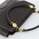 VERSACE Hand Bag Leather Brown Gold Tone Auth BA14561-6