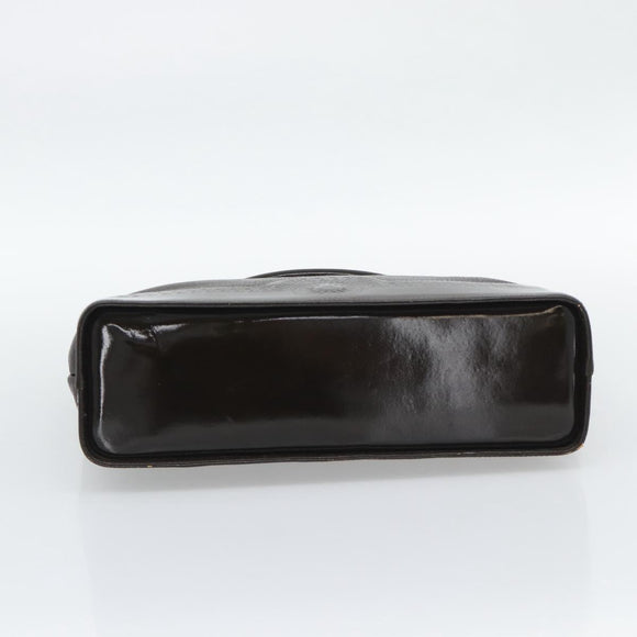 VERSACE Hand Bag Leather Brown Gold Tone Auth BA14561