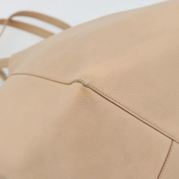 CELINE Tote Bag Leather Beige Auth BA14562A