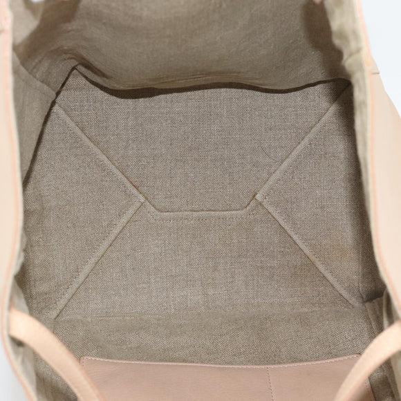 CELINE Tote Bag Leather Beige Auth BA14562A