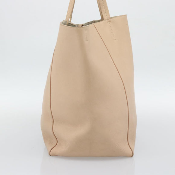 CELINE Tote Bag Leather Beige Auth BA14562A
