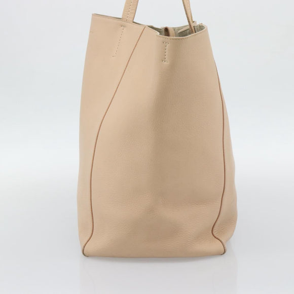 CELINE Tote Bag Leather Beige Auth BA14562A