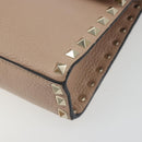 VALENTINO Studs Shoulder Bag Leather Pink Gold Tone Auth BA14563-8