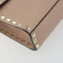 VALENTINO Studs Shoulder Bag Leather Pink Gold Tone Auth BA14563-15