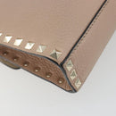 VALENTINO Studs Shoulder Bag Leather Pink Gold Tone Auth BA14563-17