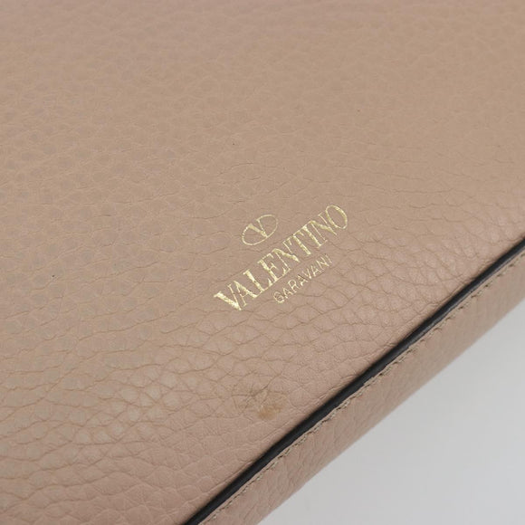 VALENTINO Studs Shoulder Bag Leather Pink Gold Tone Auth BA14563