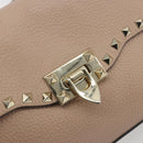 VALENTINO Studs Shoulder Bag Leather Pink Gold Tone Auth BA14563-19