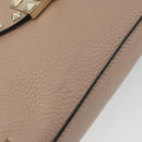 VALENTINO Studs Shoulder Bag Leather Pink Gold Tone Auth BA14563-9