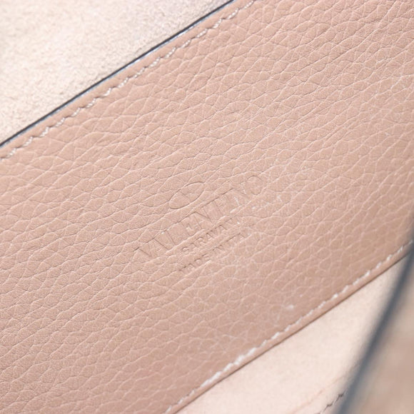 VALENTINO Studs Shoulder Bag Leather Pink Gold Tone Auth BA14563