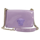 VERSACE Medusa Chain Shoulder Bag Patent Purple Gold Tone Auth BA14565A-1