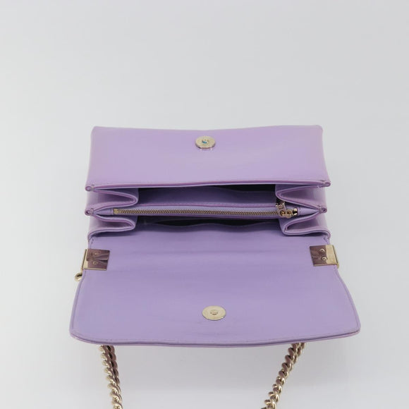 VERSACE Medusa Chain Shoulder Bag Patent Purple Gold Tone Auth BA14565A