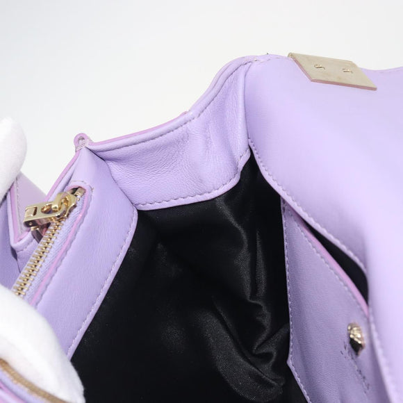 VERSACE Medusa Chain Shoulder Bag Patent Purple Gold Tone Auth BA14565A
