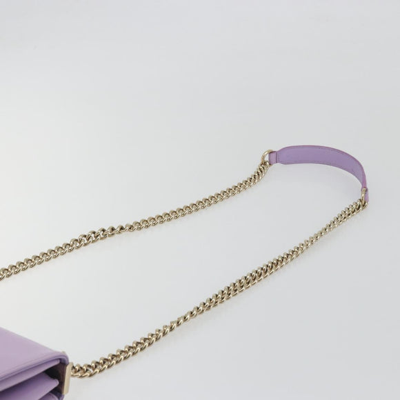 VERSACE Medusa Chain Shoulder Bag Patent Purple Gold Tone Auth BA14565A