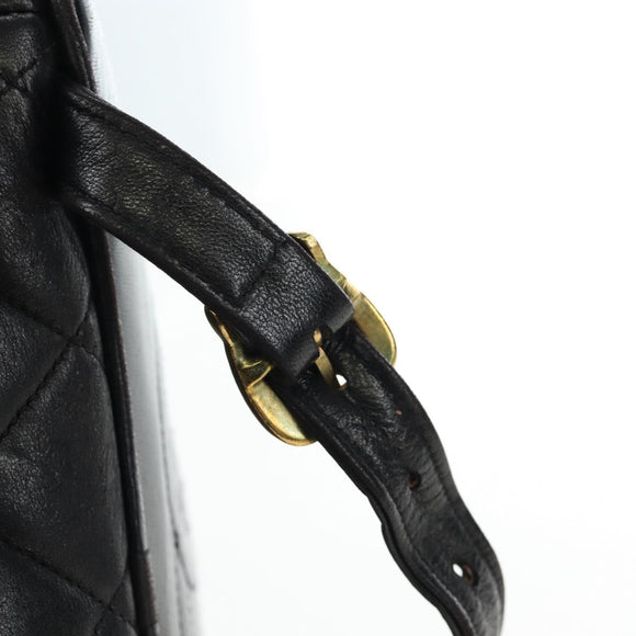 CHANEL Matelasse Chain Backpack Lamb Skin Black Gold Tone CC Auth BA14567M
