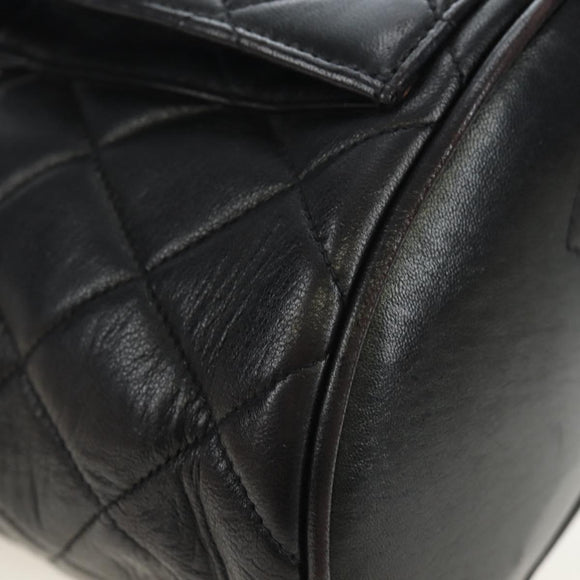 CHANEL Matelasse Chain Backpack Lamb Skin Black Gold Tone CC Auth BA14567M