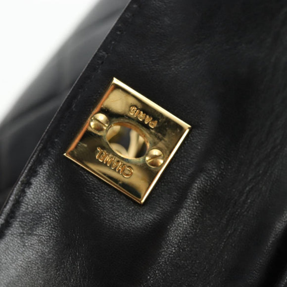CHANEL Matelasse Chain Backpack Lamb Skin Black Gold Tone CC Auth BA14567M