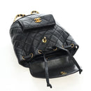 CHANEL Matelasse Chain Backpack Lamb Skin Black Gold Tone CC Auth BA14567M-24