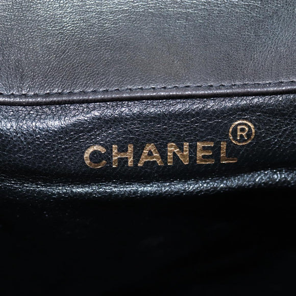 CHANEL Matelasse Chain Backpack Lamb Skin Black Gold Tone CC Auth BA14567M