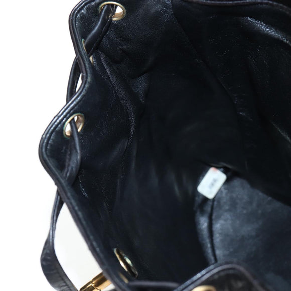 CHANEL Matelasse Chain Backpack Lamb Skin Black Gold Tone CC Auth BA14567M