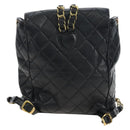 CHANEL Matelasse Chain Backpack Lamb Skin Black Gold Tone CC Auth BA14567M-3