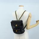 CHANEL Matelasse Chain Backpack Lamb Skin Black Gold Tone CC Auth BA14567M-32