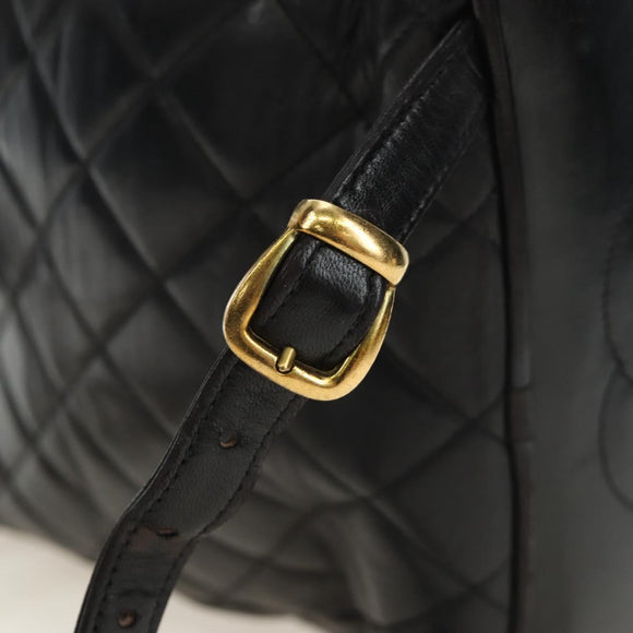 CHANEL Matelasse Chain Backpack Lamb Skin Black Gold Tone CC Auth BA14567M
